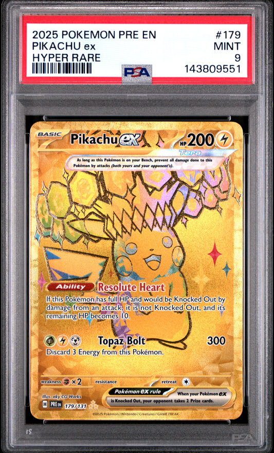 PSA 9 Prismatic Evolutions Pikachu ex Hyper Rare 179/131