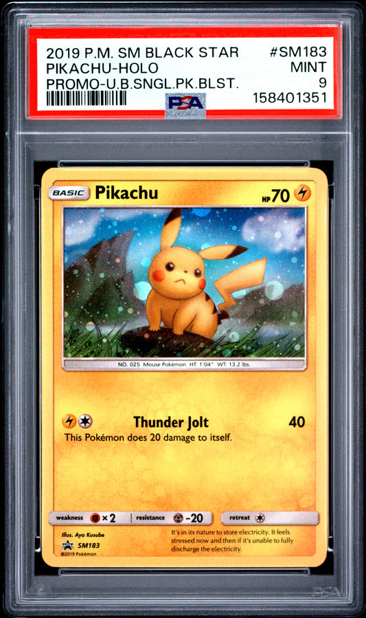 PSA 9 Unbroken Bonds Black Star Promo Pikachu Holo SM183