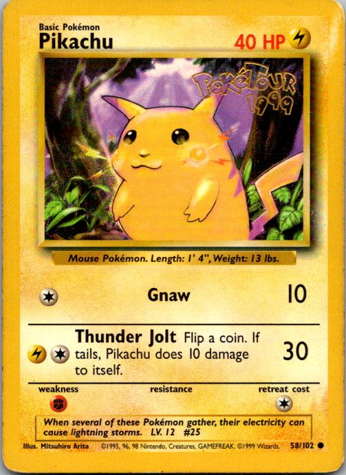 Pikachu 58/102 Stamped Promo Poketour 1999